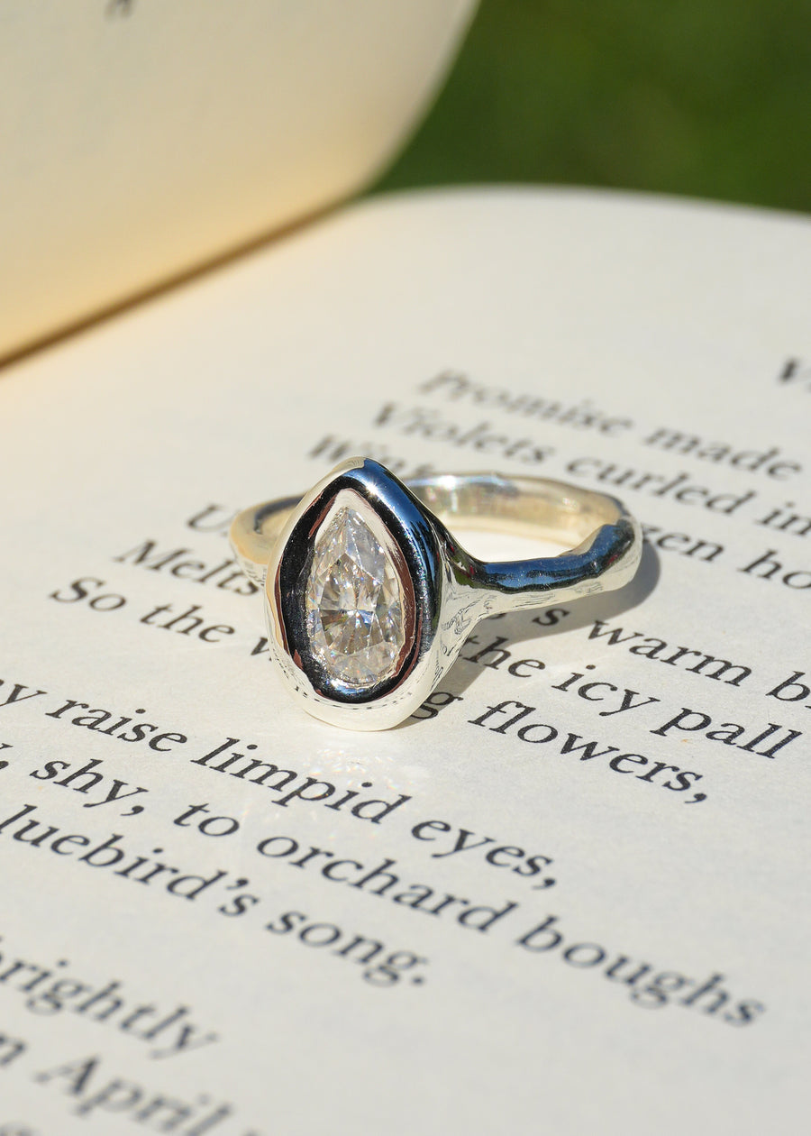 Moissanite Teardrop Ring