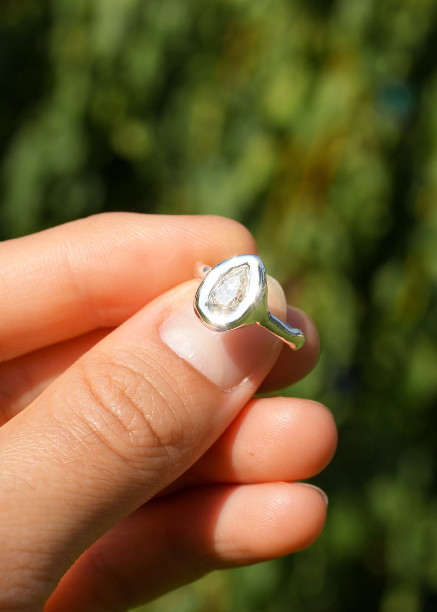 Moissanite Teardrop Ring